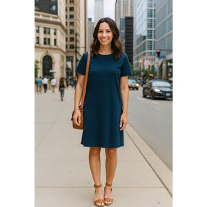 Pomander Place by Tuckernuck Gio Midi T-Shirt Dress Small Shift Blue Designer